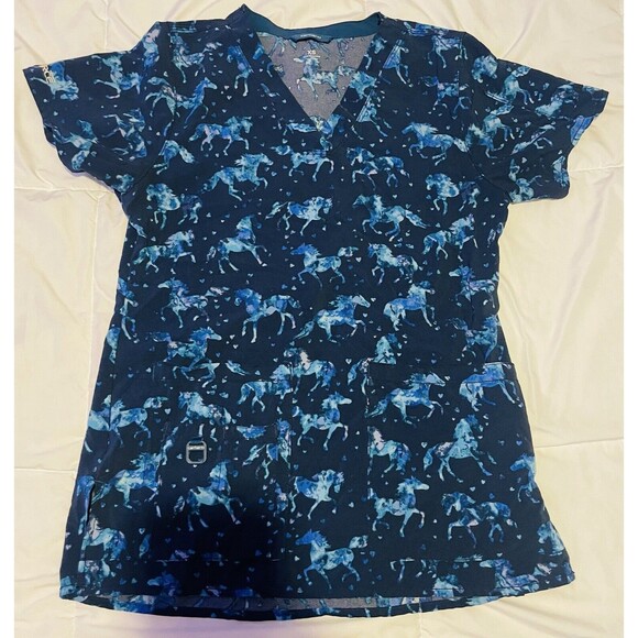 Carhartt Force Scrub top Lot of 2 XS Stretch Navy Black Unicorns V Neck C12114 - Picture 4 of 4